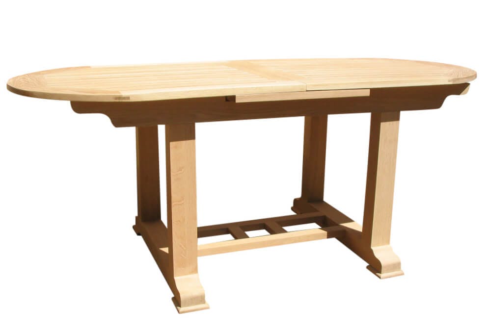 White Oak Patio Table with Extension Leaf